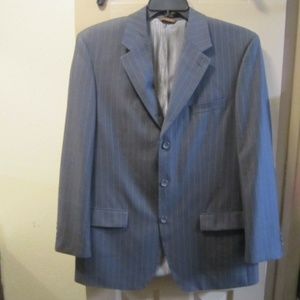 40R CARAVELLI GRAY STRIPED SUIT JACKET & VEST EUC